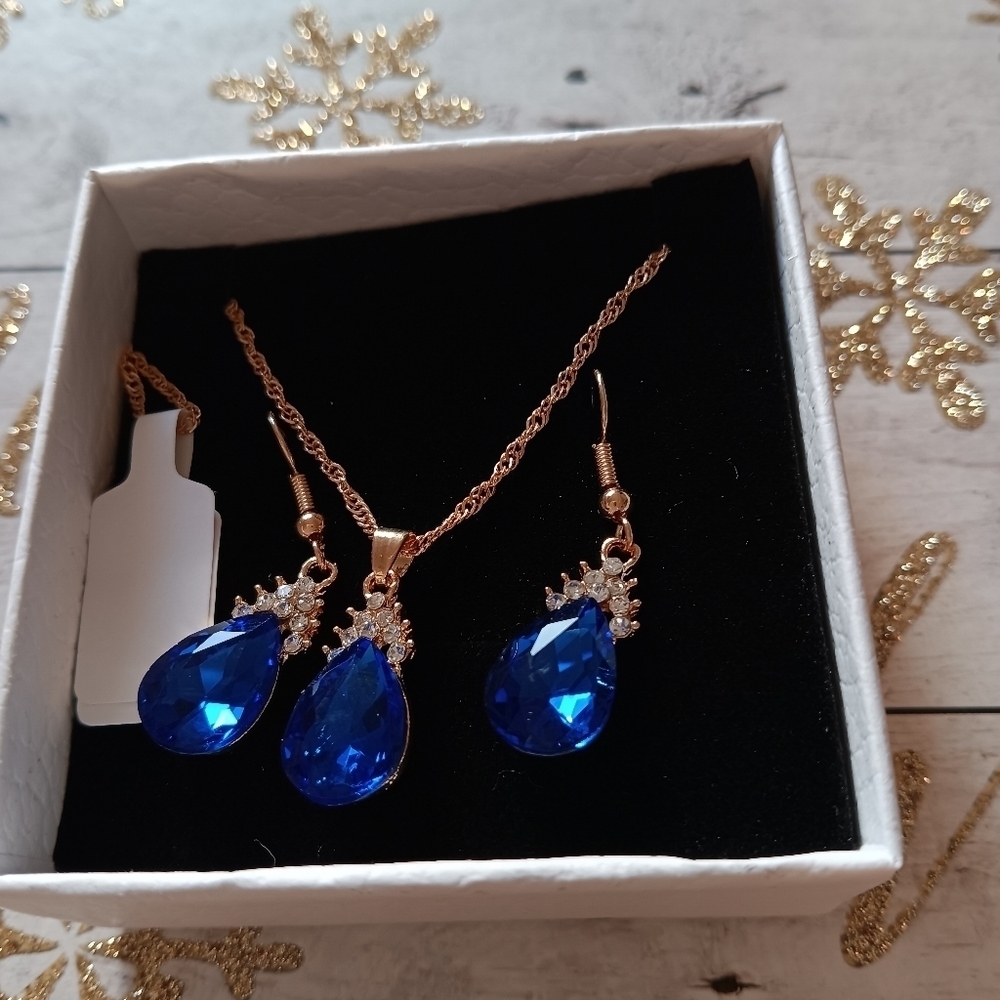 Necklace set blue Rhinestone - Picture 3 of 3
